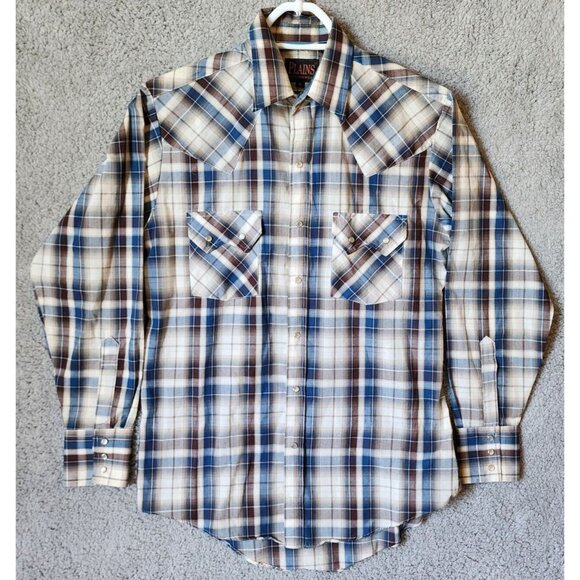 Plains Westernwear Multicolor Plaid Rodeo Cowboy Pearl Snap Shirt Size Small - Picture 1 of 12